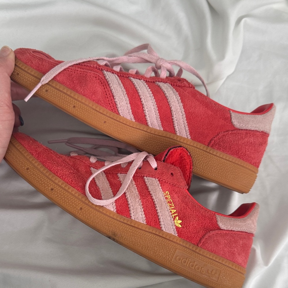 Adidas Handball Spezial Red and Pink Suede Sneakers - Picture 4 of 8
